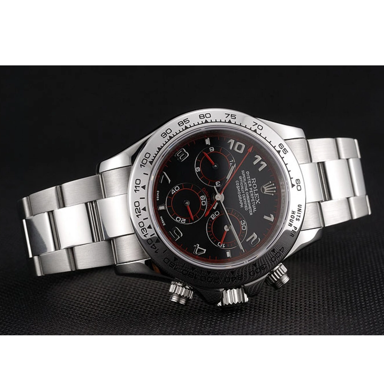 AAA Replica Watches Rolex Swiss Dial Black Daytona Steel 80296 Stainless Bracelet 0731